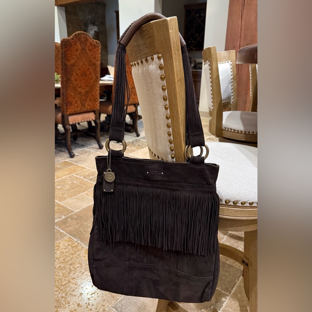 UGG Brown Suede Fringed Handbag